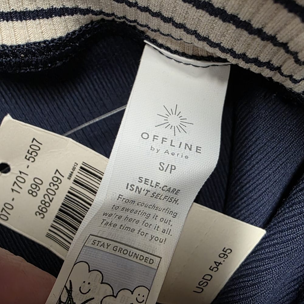 NEW Offline By Aerie Dark Blue Ribbed 7/8 Leggings Size Small - Picture 6 of 9